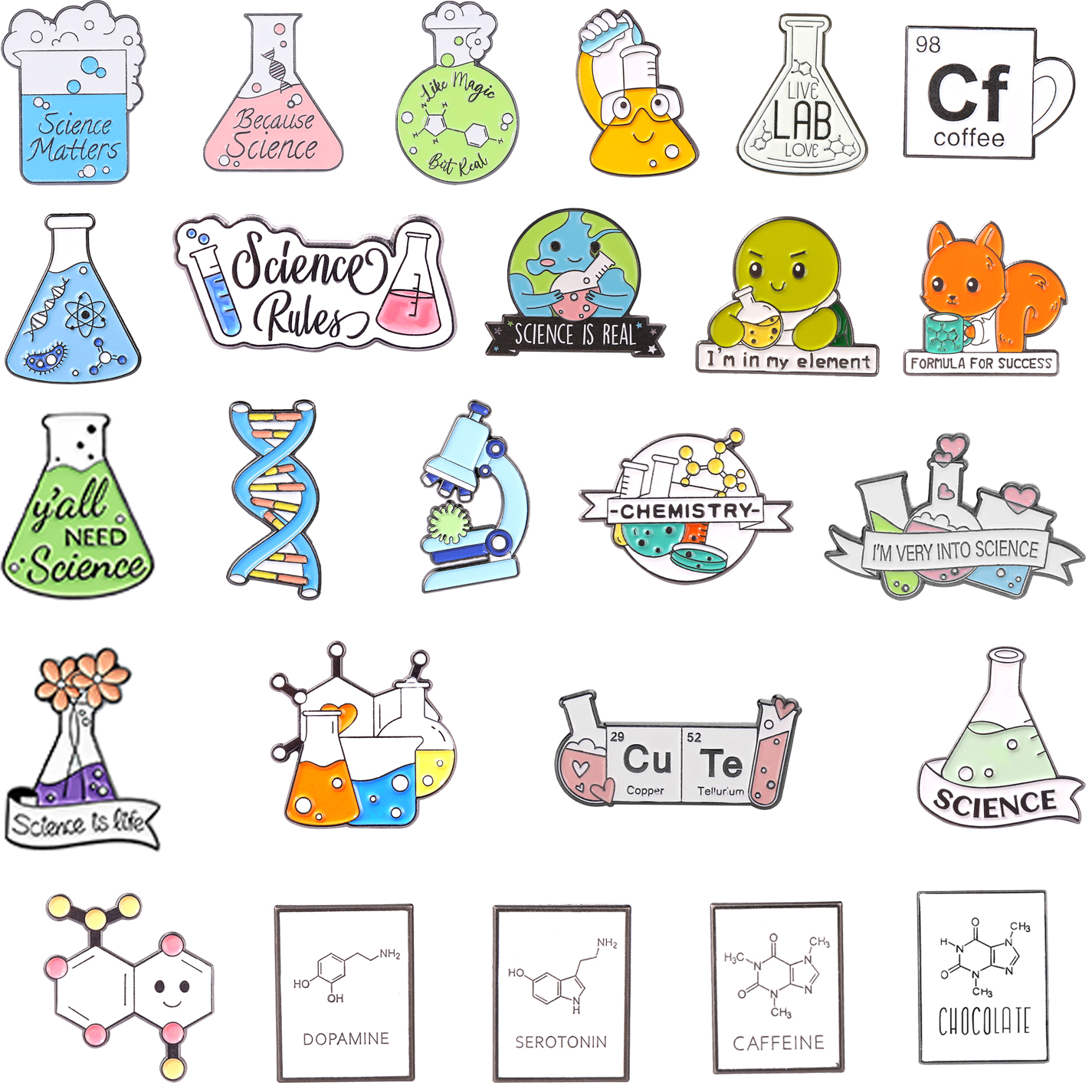 Science Buddies - Science Enamel Pins Custom Molecular Brooches