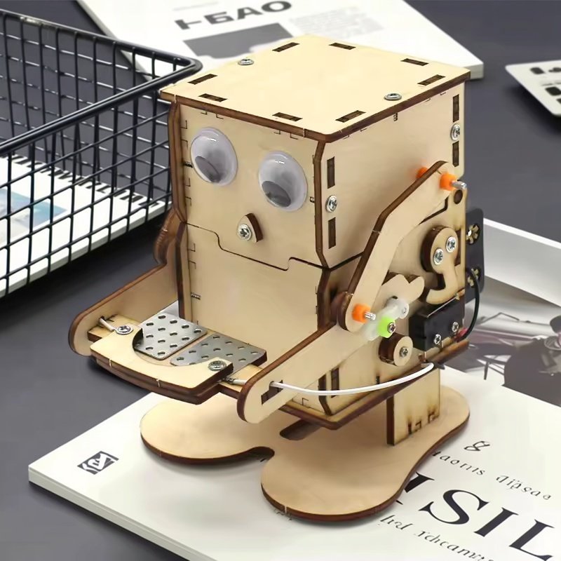 DIY Coin Eating Robot Wooden M - огляд і ціна Science Project Robot
