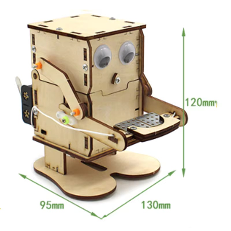 DIY Coin Eating Robot Wooden M - огляд і ціна Science Project Robot